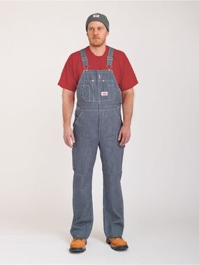 Round House Hickory Stripe Railroad Bib Overalls - Size 36 x 34 - Rare
